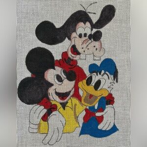 Disney Mickey, Goofy, and Donald Needlepoint Canvas vintage 13 mesh 12x16 inches